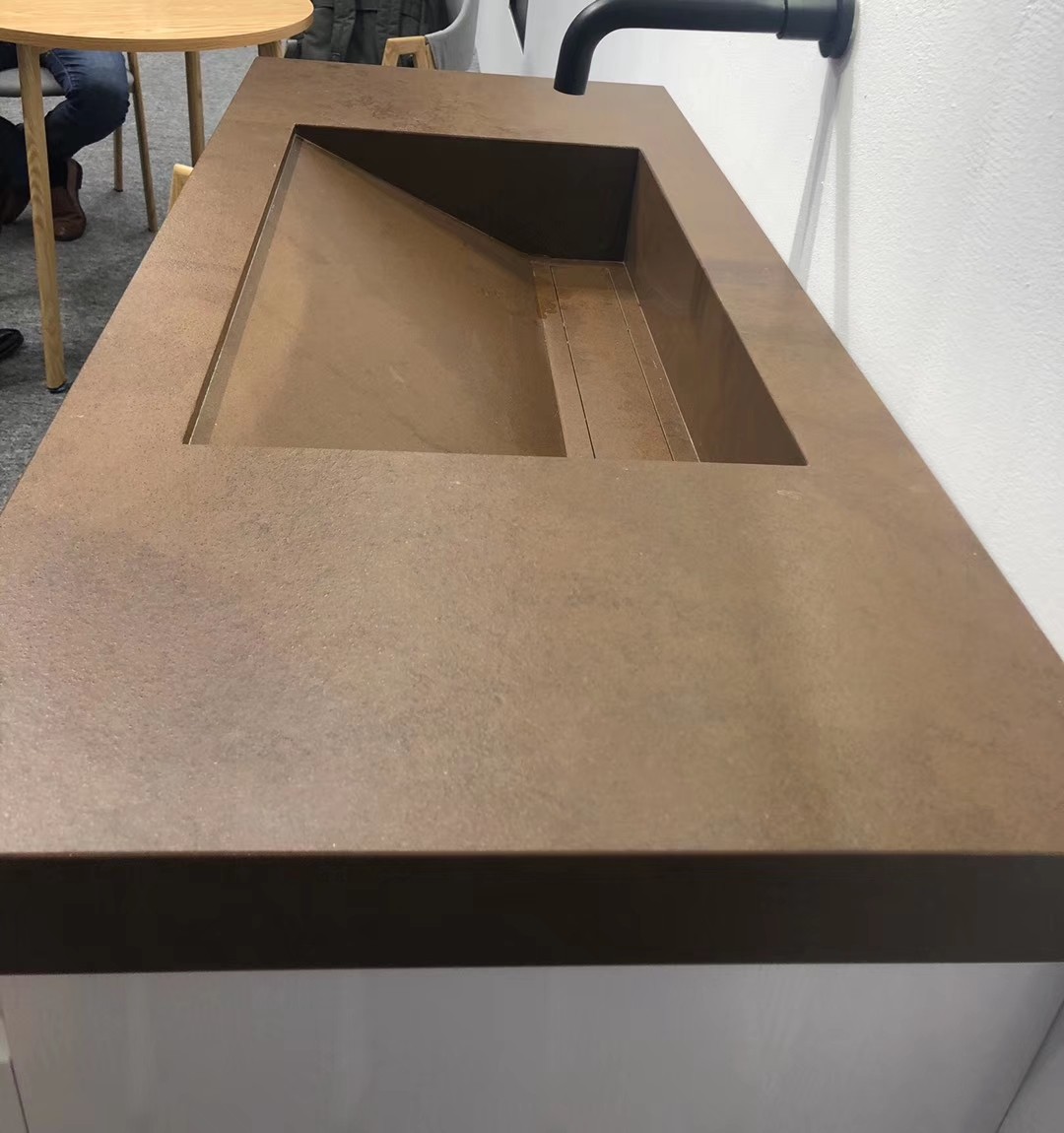 Rock slab sink