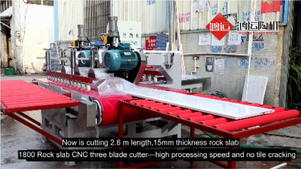 Automatic three-blade CNC tile cutter.